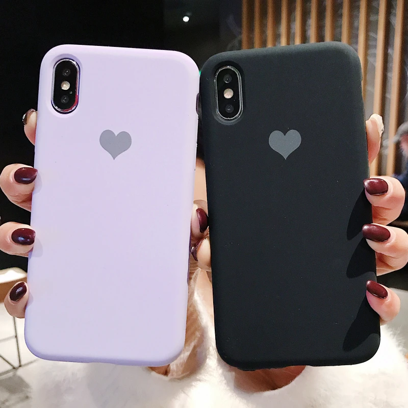 Candy Color Love Heart Case for iPhone 11 Pro 14 13 12 Mini XR XS X Xs Max Cover for iPhone 8 7 Plus Soft TPU Silicone Case
