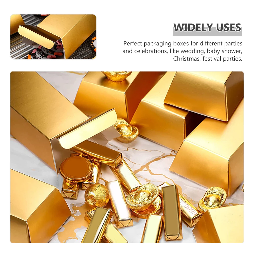 

10pcs Golden Gift Boxes Large Size Party Favor Containers for Wedding Candy Chocolate Treat Box Decor Elegant Packaging