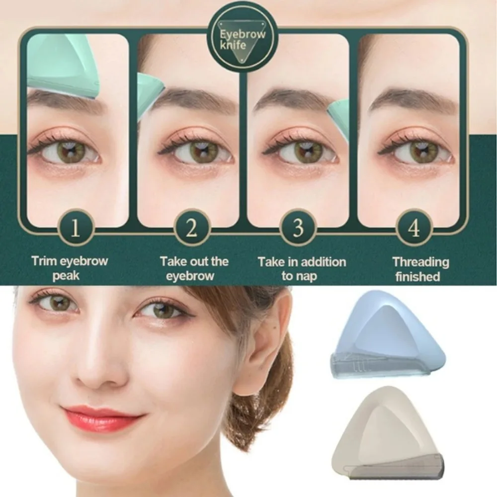 Rasoio per sopracciglia 2 pezzi - Coltello da barba triangolare per viso e sopracciglia - Taglio indolore sicuro e portatile (colore casuale)