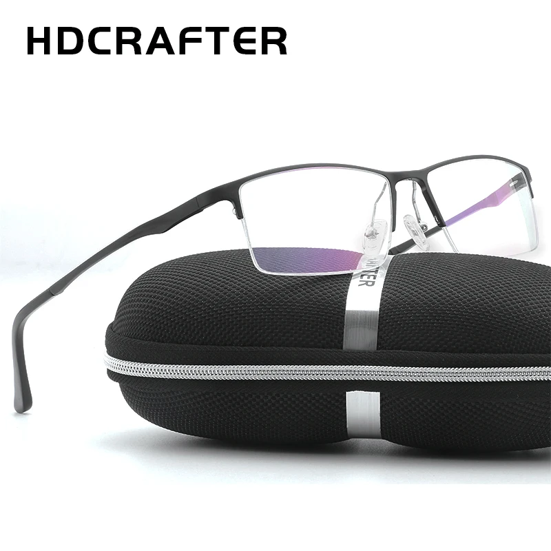 HDCRAFTER Men\'s Optical Glasses Frame Prescription Myopia/Hyperopia Eyeglasses Frames Men Fashion Reading Plain Glasses Eyewear