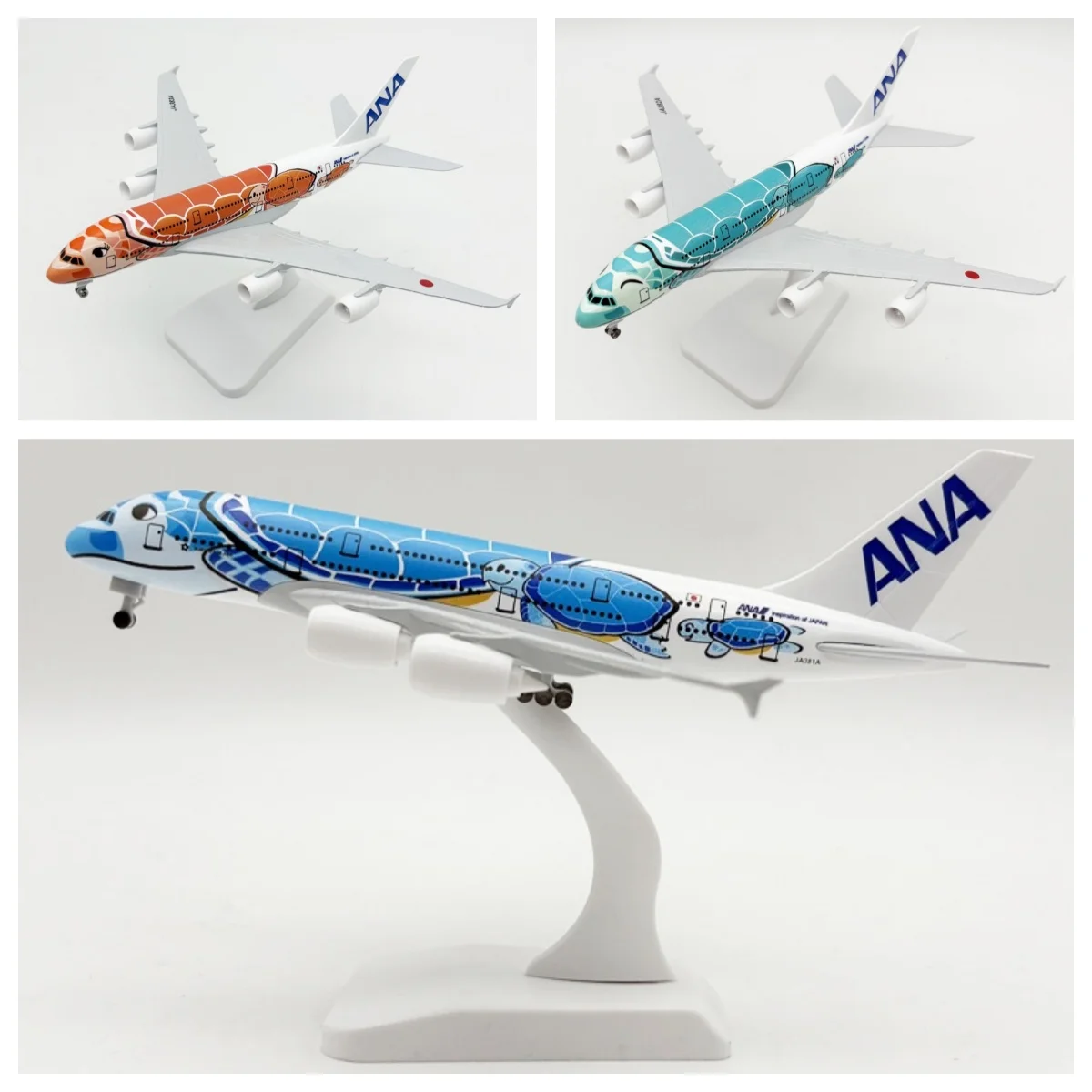 Scale 1:400 Alloy Metal Display Model airplane for JAL ANA Airbus A380 Cartoon Turtle Aviation Home decor Die-Cast Aircraft Mode