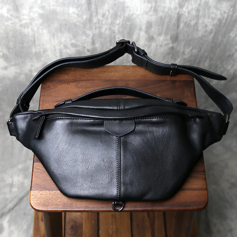 First Layer Cowhide Chest Bag Men's Bag Multifunctional Leather Waist Bag Casual Shoulder Crossbody Bag Trendy Bag