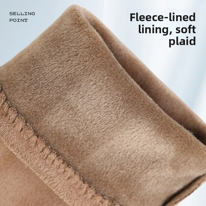Women Autumn Winter Warm Fleece Lined Thickened Double Layer Removable Windproof Touch Screen Gloves for Outdoor Driving Cycling