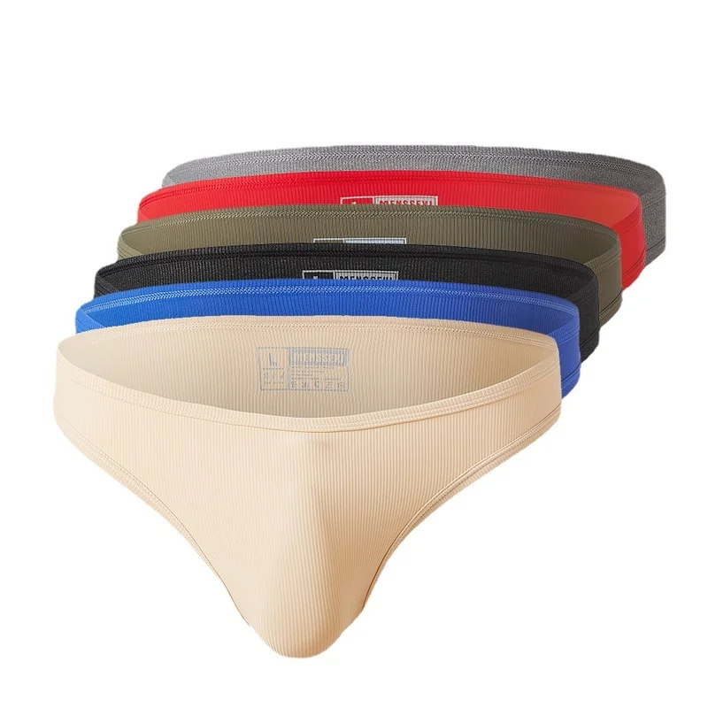 

Men Slip Underwear Low Waist Striped Jockstrap Briefs Cuecas Seamless String Underpants Calzoncillos Hombre Breathable Panties