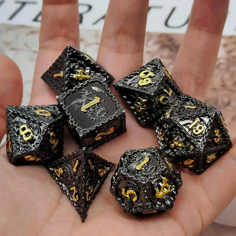 

Easy Reading Dice Set Alloy Dice Set Metal Polyhedral Dice Set for Role-playing Game Dungeons Decor Board Game Accessories