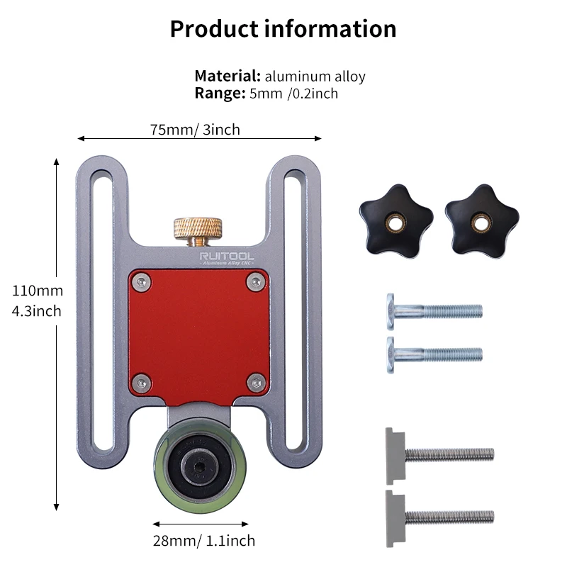 Table Saw Bearing Stock Roller Feeder Thickened and Dual Layer Wheels Aluminum Alloy Adjustable Table Saw Push Block