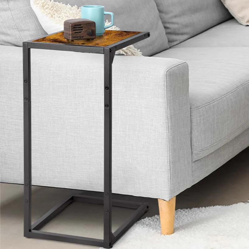 C Shaped End Table Set of 2,Snack Side Tables for Sofa,Couch Table for Small Space That Slide Under,TV Trays for Living Room