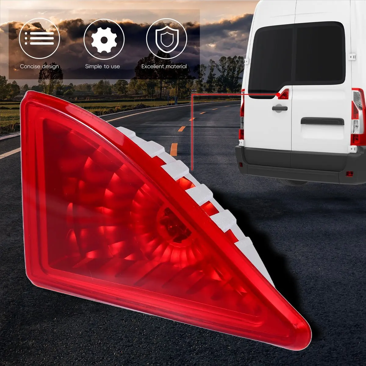 

Attractive- for Renault Master Vauxhall Movano 10-19 Rear Red Central Brake Light Third Stop