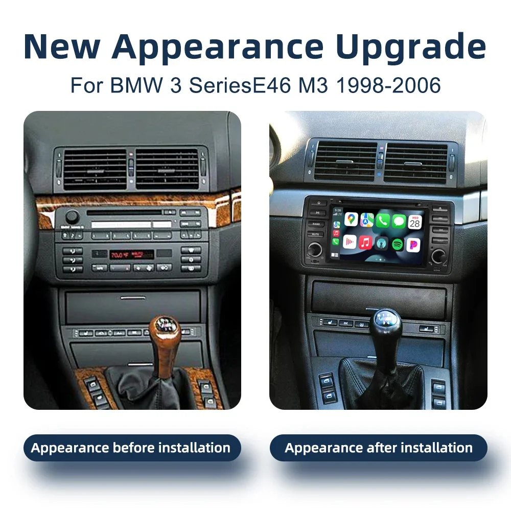 CarPlay Android 13.0 Car Multimedia Player GPS Navigation Bluetooth 4G WiFi Stereo Car Radio For BMW 3 Series E46 M3 1998-2006