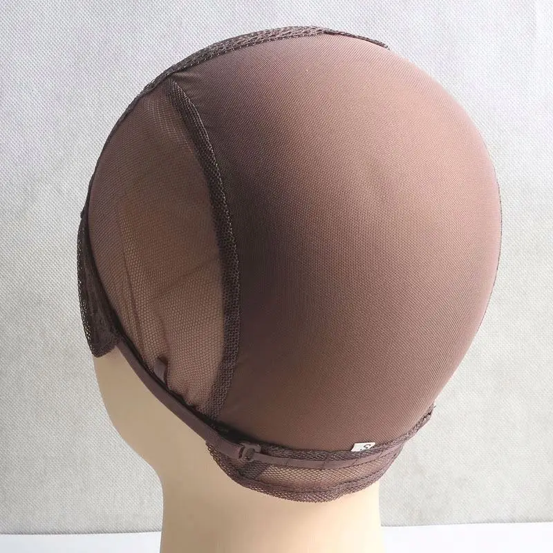 

H-1 Black Adjustable Elastic Mesh Dome Ventilated Wig Cap with Breathable Crochet Braided Straps Hair Extension Tool
