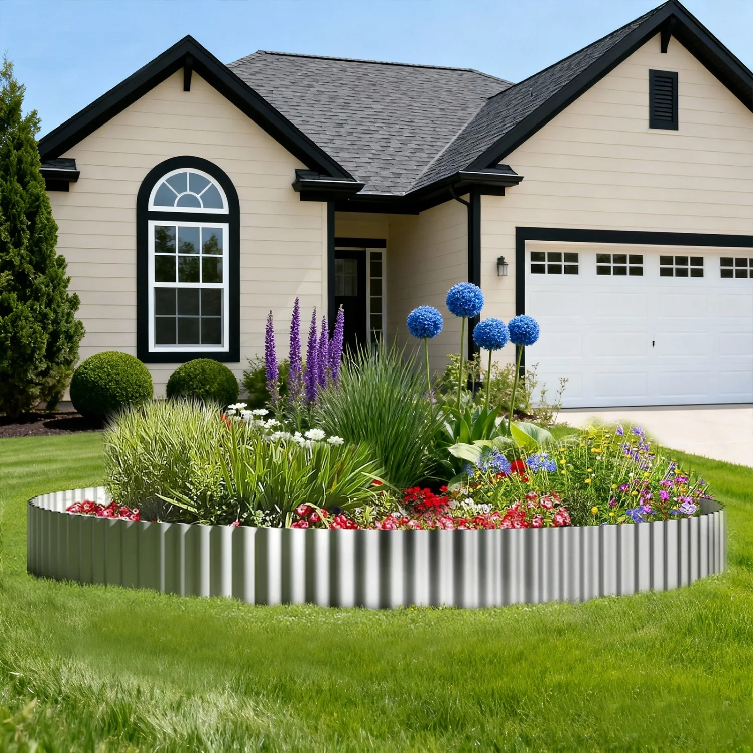 Corrugated metal garden edging – steel landscape edging – durable, modern and flexible edging for flower beds, raised beds, path