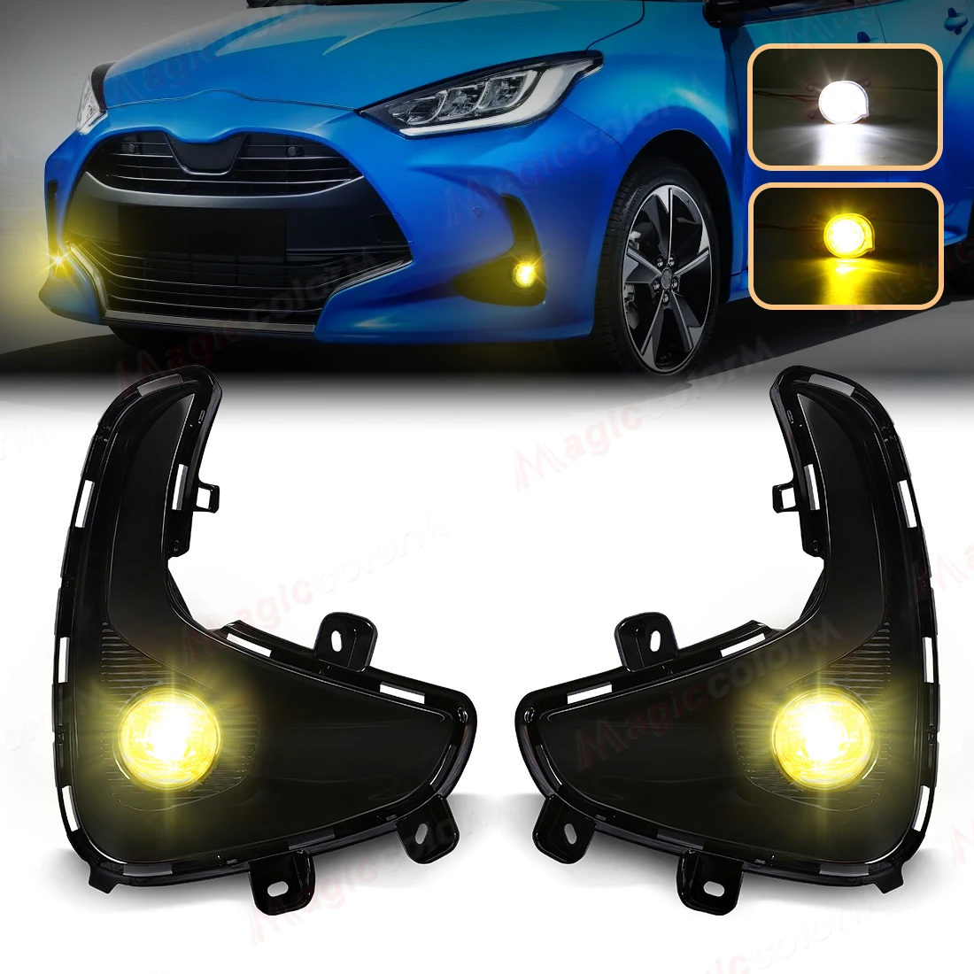 

Car LED Front Bumper Fog Light For Toyota Yaris Vios 2020 2021 2022 DRL Foglight Black Cover With Wire Harness Driving Lamp 12V