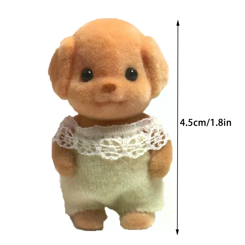 Miniature di case delle bambole Accessori Arti Mobile Foresta Famiglia Figura di animali Barboncino Floccato Shaggy Figurine Modello di cane giocattolo