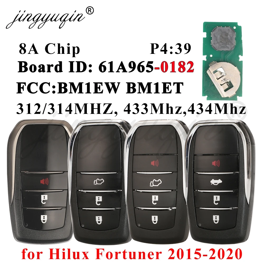 

Плата No.0182Автомобильный ключ с дистанционным управлением для Toyota Hilux Fortuner Hiace 2015-2020 312/314433/434 МГц 8A чип P4 = 39 BM1EW B3U2KP Smart Keyless