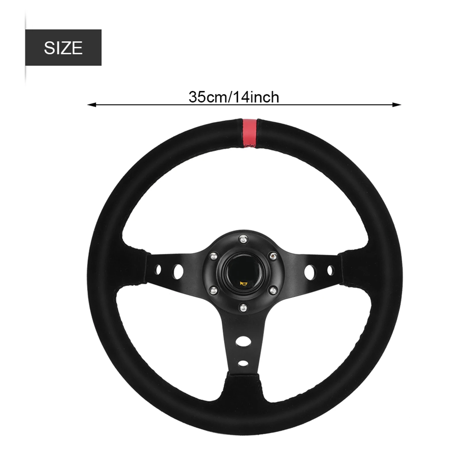 Universal 14Inch Racing Drift Simulator Steering Wheel Wrapped Napped Leather with Horn button Car Tuning Accessories