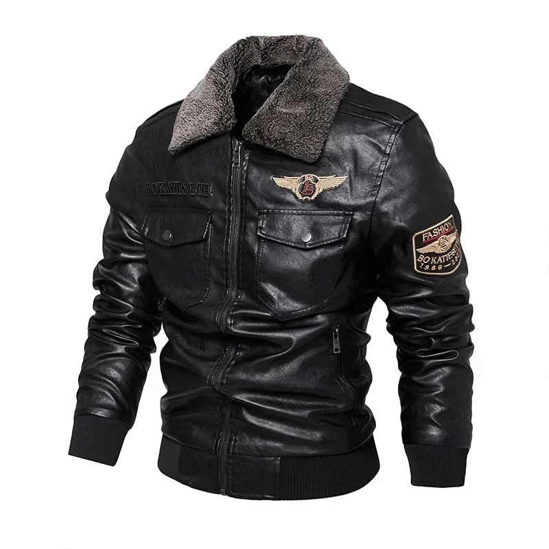 Motorcycle Biker Jackets Slim Fit Outwear Male Black Blue Clothing Plus Size PU Casual Leather Jacket Men Spring Autumn Coat