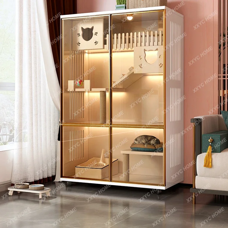 Cat Villa Cage Indoor Household Solid Wood Cat House Large Free Space Cabinet House Nest Deluxe Room