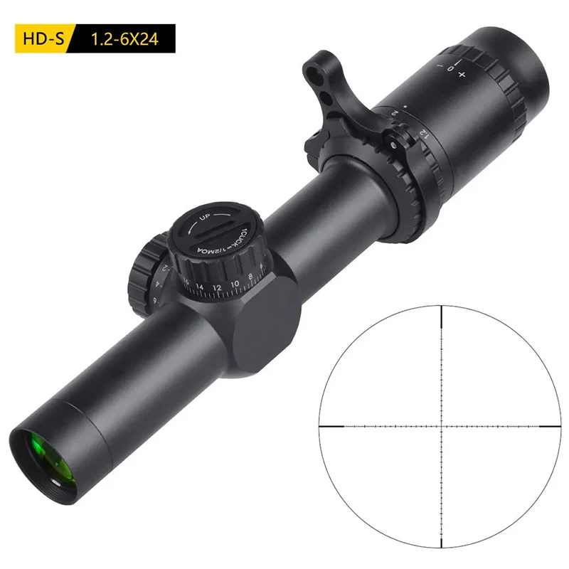 

HD 1.2-6X24 Outdoor Tactical Riflescope Optic Sight Compact Scope unting Scopes Rifle Sniper Airsoft Air Gun for Air Soft .223