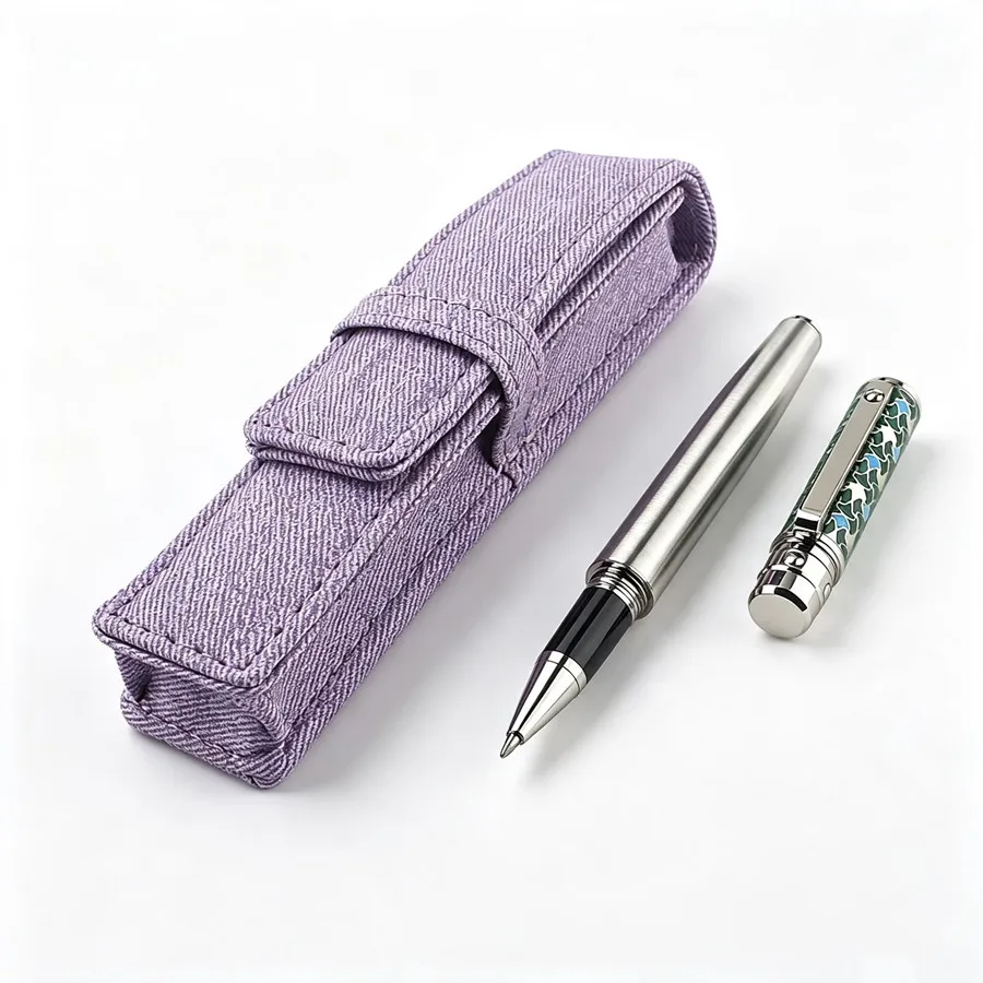 Metal Rollerball Pen With Denim Pen Bag Business Writing Ballpoint Pen Gift