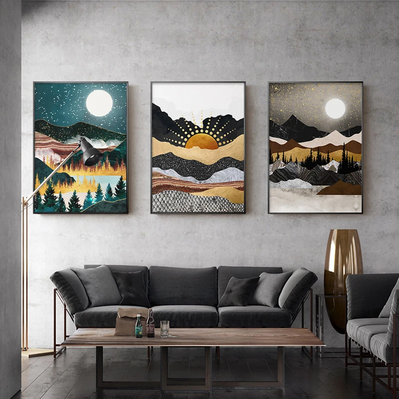 Elegant Flight Canvas Painting Underwater Dream Poster and Print Mountain Landscape Wall Art Picture for Apartment Gallery Decor