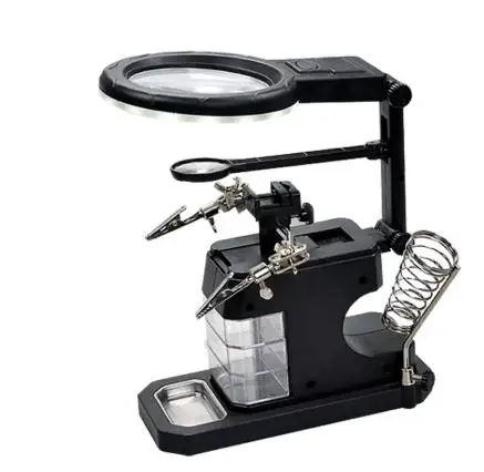 Multifunctional desktop welding magnifying glass with lamp repair fixture with soldering iron holder Welding magnifying glass