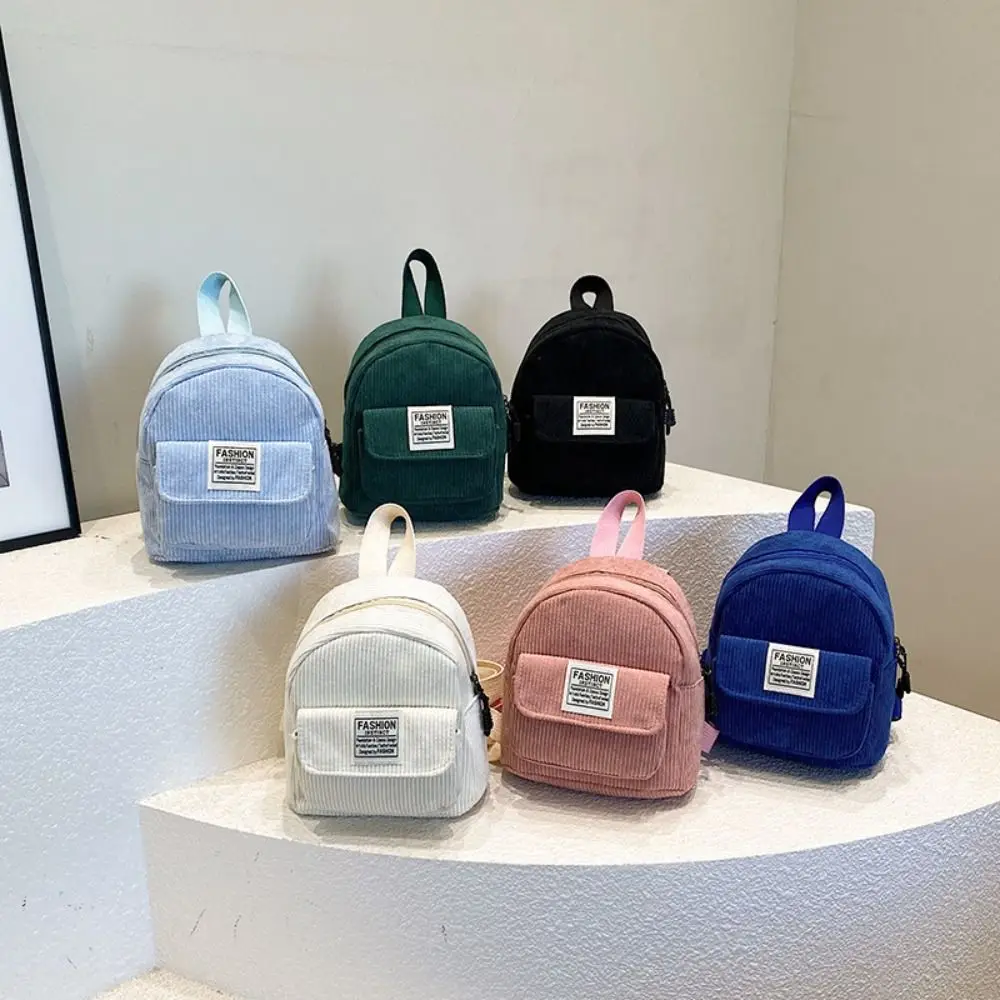 

Casual Phone Bags Corduroy Backpack Korean Style Rucksack Mini Shoulder Bags Solid Color Handbag Women School Bags Girls