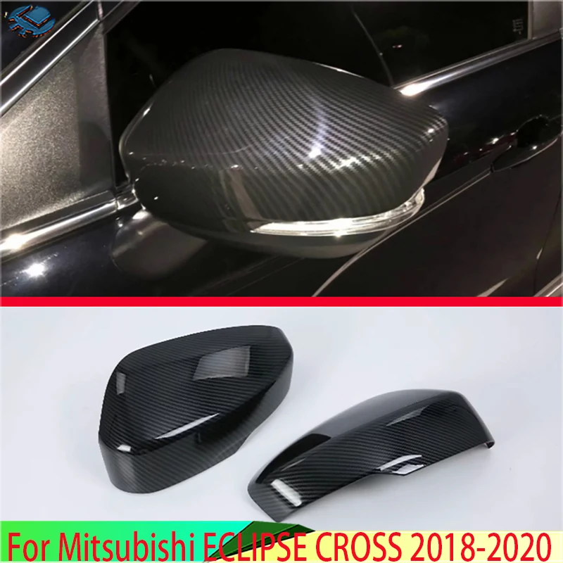 

For Mitsubishi ECLIPSE CROSS 2018 2019-2024 Carbon Fiber Style Door Side Mirror Cover Trim Rear View Cap Overlay Molding Garnish