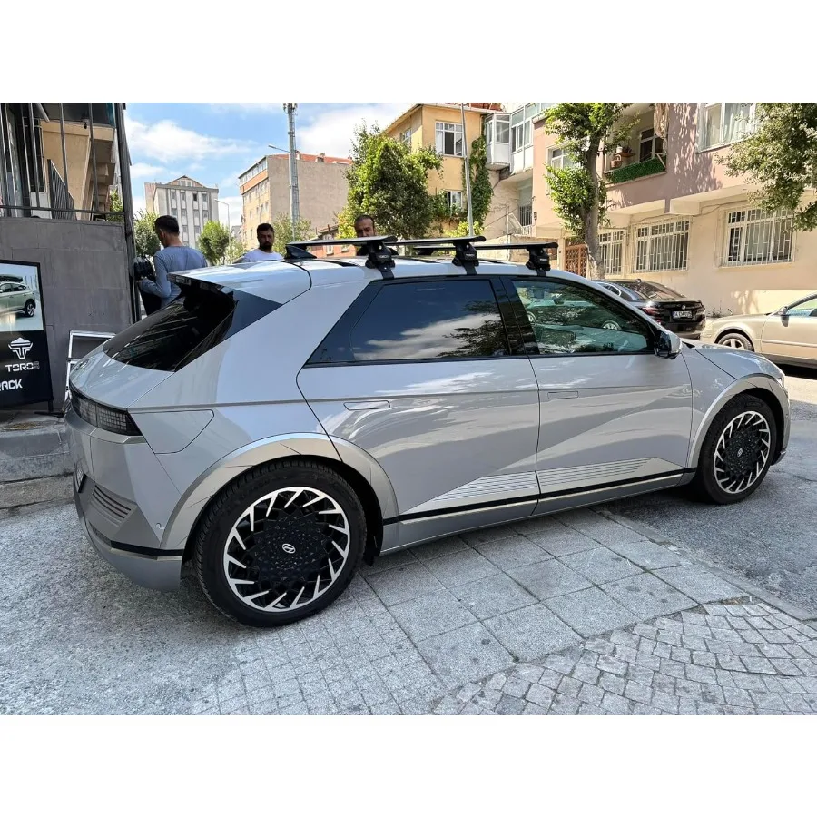 قضبان متقاطعة لرف السقف لـ Ioniq 5 20222025 مصممة لسقف عادي عاري على طراز مشبك سعة تحميل 330 رطل من الألومنيوم TSlot Bar #4