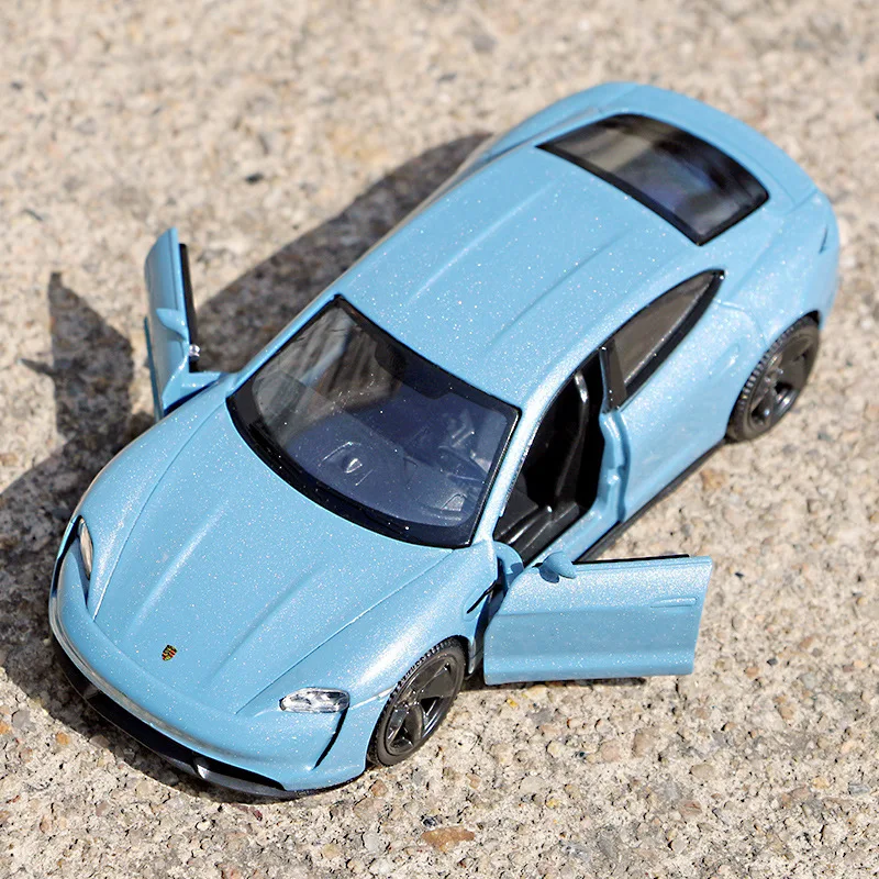 1/36 Porsche Taycan Toy Car Model For Children RMZ CiTY Diecast Super Sport Miniature Pull Back Collection Gift For Kid Boy