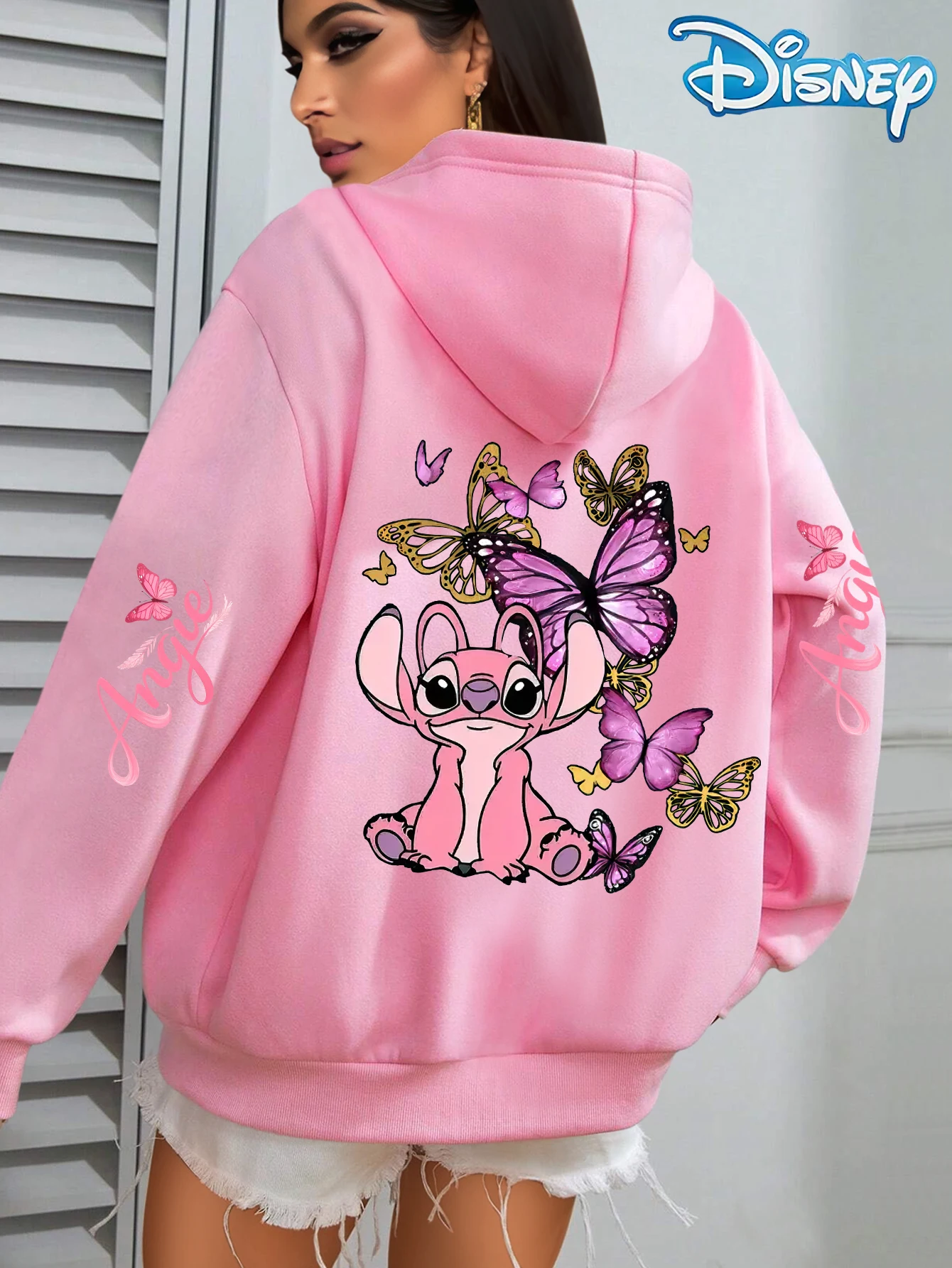 ديزني - Angel and Butterfly - سويت شيرت بغطاء للرأس لحفلات الخريف/الشتاء - أزياء حصرية لمحبي ديزني