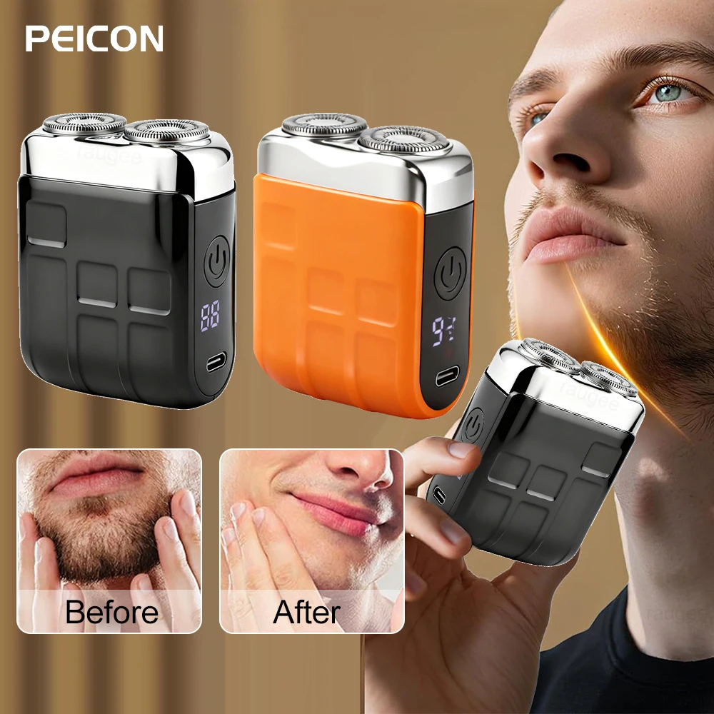 Mini Electric Shaver Dual Blades Men Beard Trimmer USB Rechargeable Portable Face Beard Shaver For Home Travel Wet Dry Use Razor