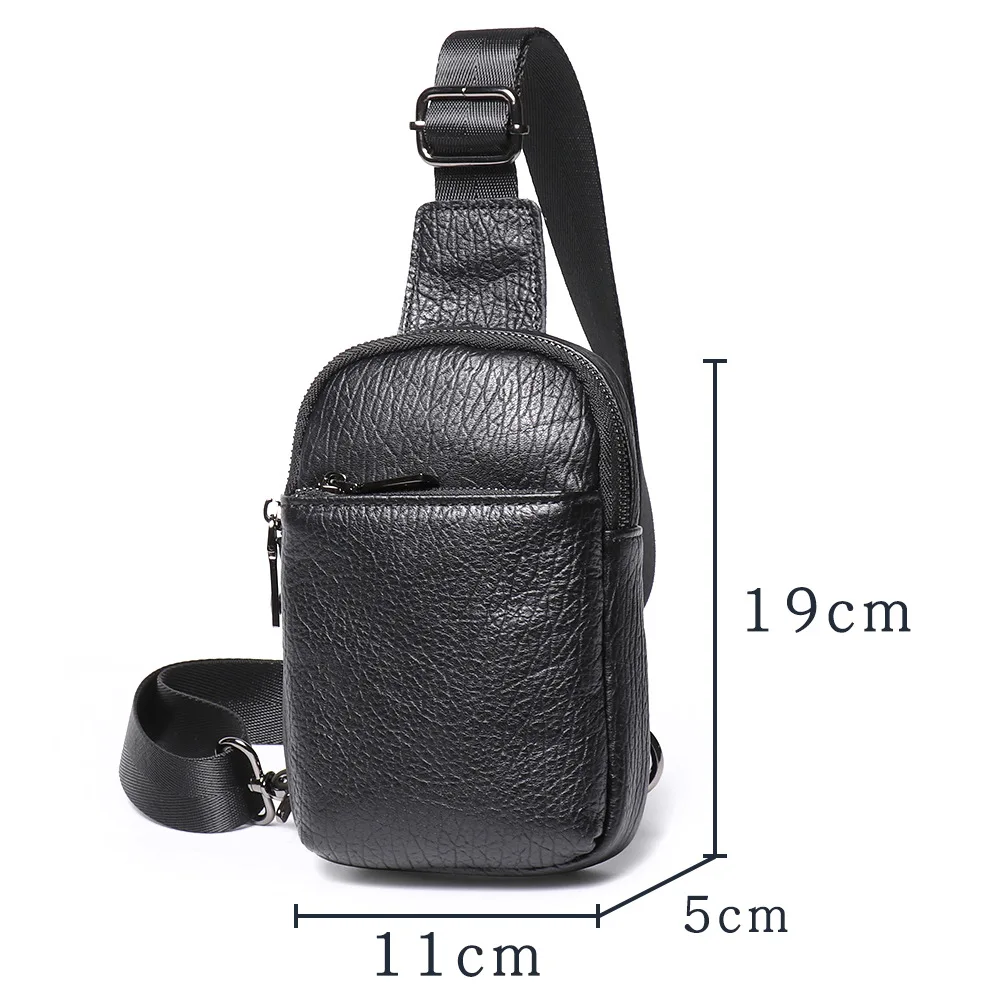 Vintage Leather Men's Chest Bag Cowhide Crossbody Mini Phone Bag Casual Small Shoulder Backpack