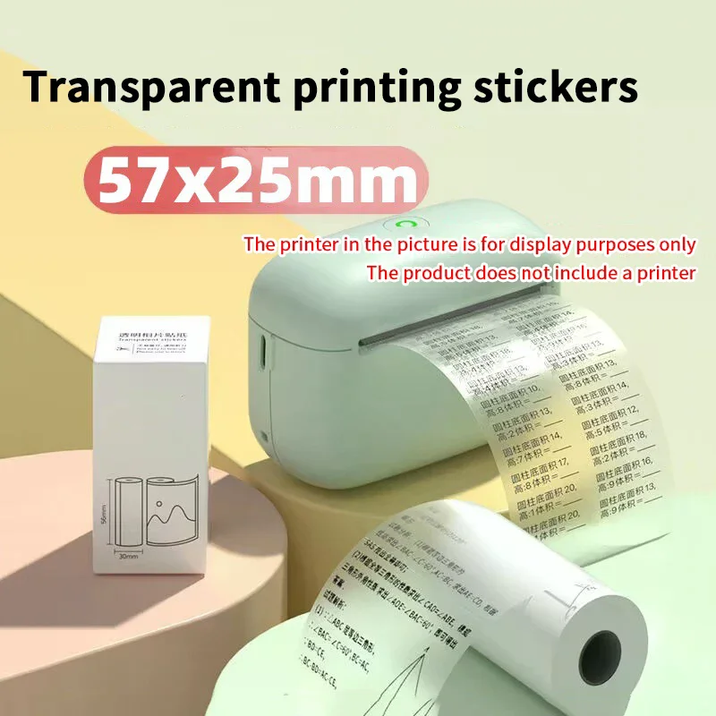 57mm Mini Photo Printer Thermal Paper Rolls Transparent Error Correction Sticker Label Receipt Bill For Peripage A6 Impresora