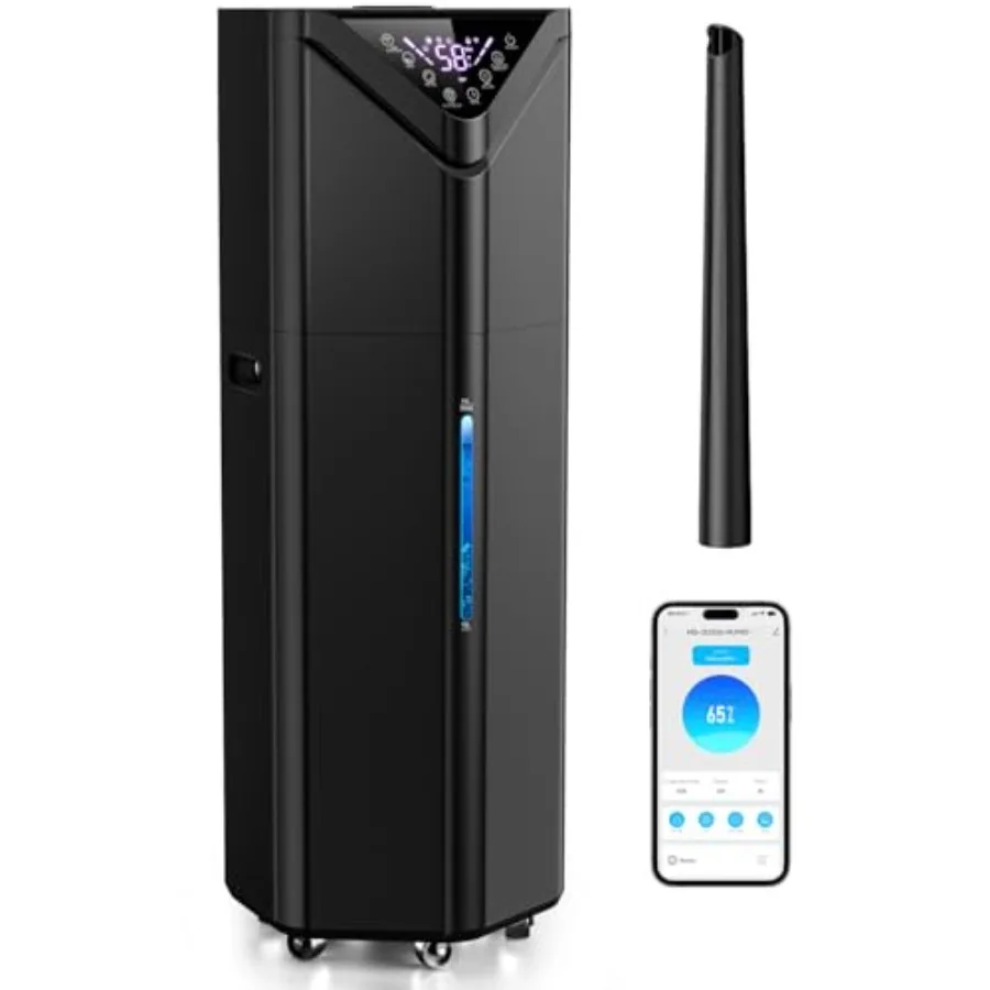 

Увлажнитель воздуха на 5 галлонов для спальни и больших помещений до 2800 кв. футов, с управлением через приложение/пультом ДУ, 60 часов работы, увеличенный объем, холодный туман, автоматический режим распыления на 180°