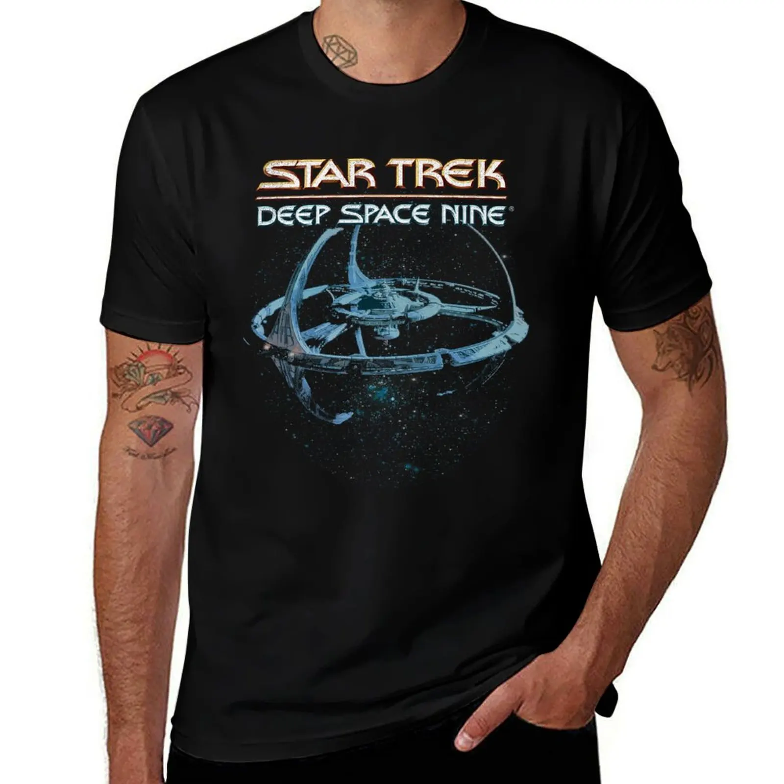 

Star Trek Deep Space Nine Space Station Logo T-Shirt oversized vintage mens big and tall t shirts
