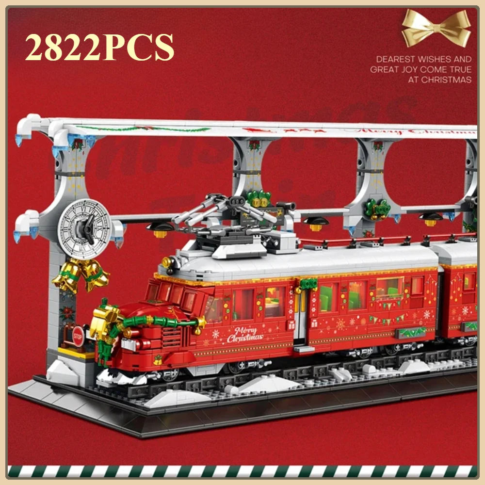 Kerst Treinstation Street View Bouwstenen Puzzel Moc Model Bakstenen Assemblage Klassiek Verjaardagscadeau Speelgoed voor Kid Kinderen