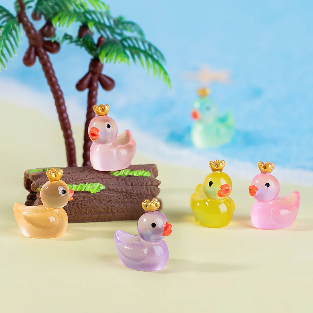 5/10/20pcs 2CM Mini Luminous Cute Colorful Ducks Figurine Party Decoration Miniature Fairy Garden Moss DIY Craft Accessories