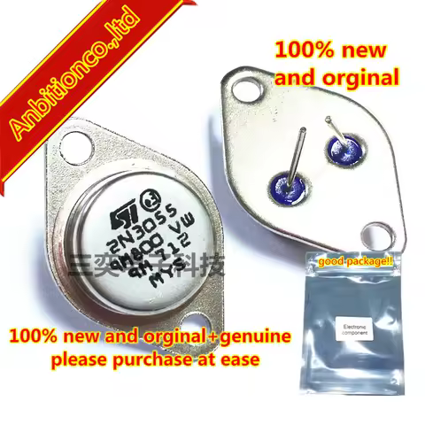 5pcs 100% new and orginal 2N3055 TO-3 POWER TRANSISTORS(15A,50V,115W) in stock