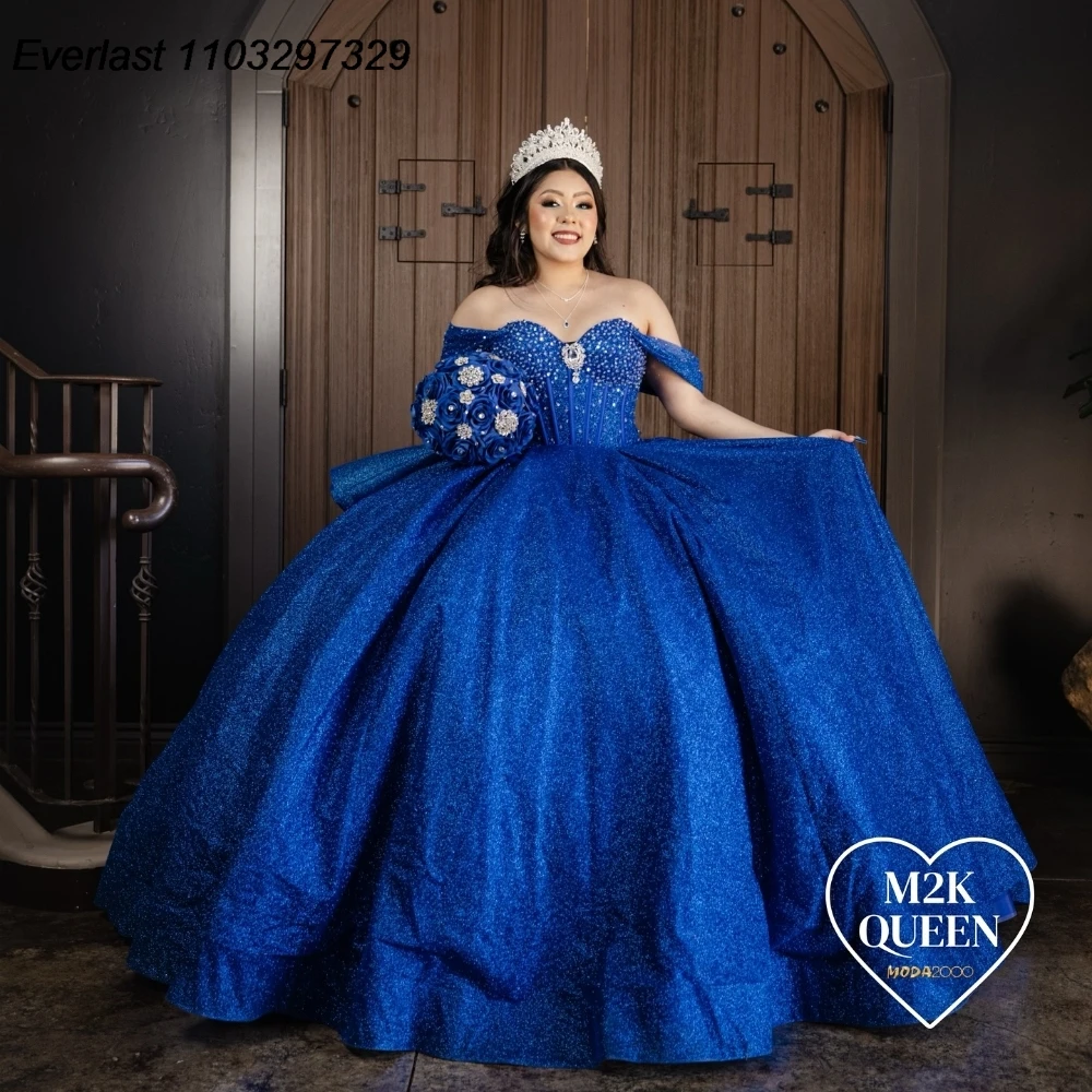 EVLAST Customized Royal Blue Quinceanera Dress Ball Gown Applique Beading Tiered Corset Sweet 16 Vestido De 15 Anos TQD916