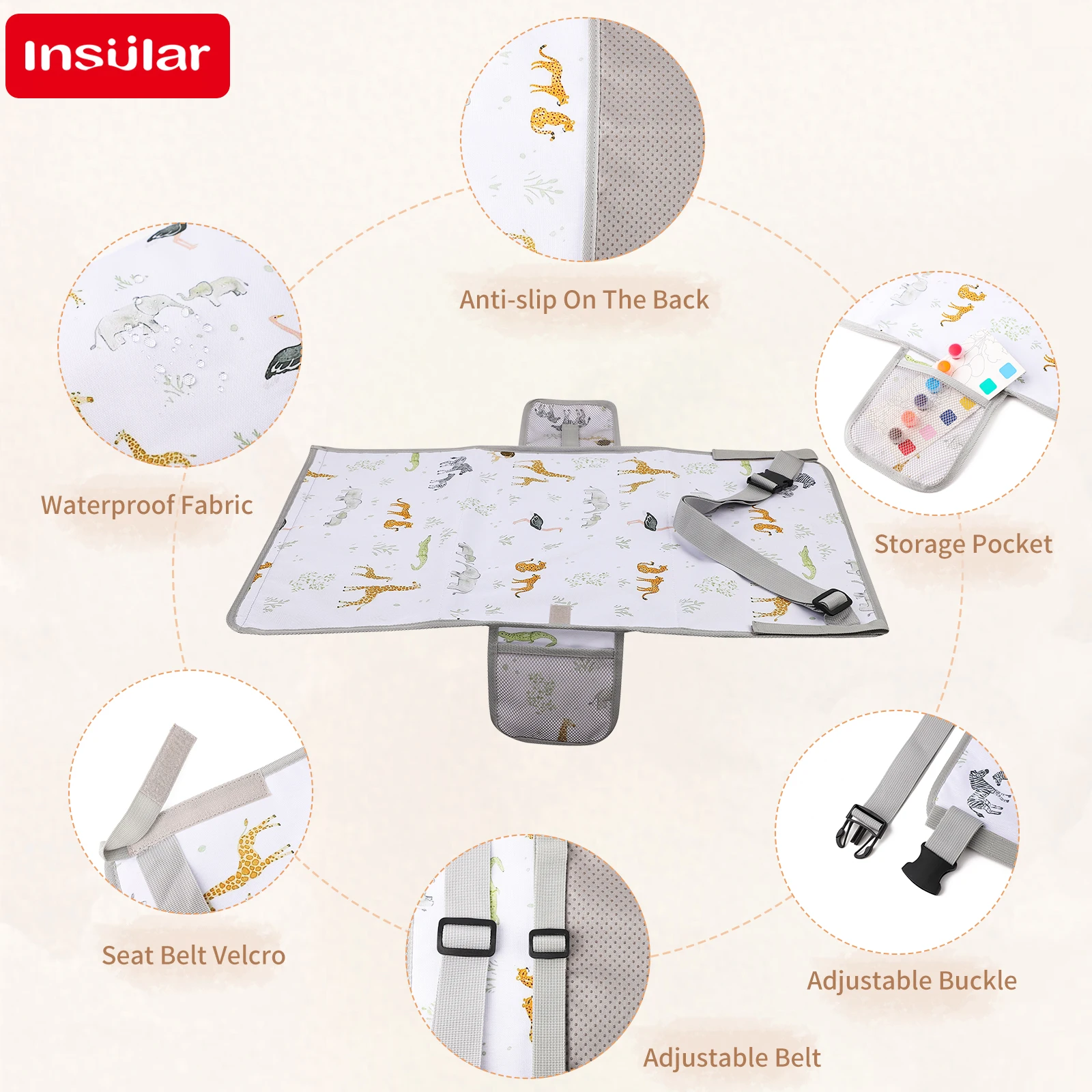 سجادة سفر محمولة مقاومة للماء للأطفال، موسع مقعد الطائرة، أرجوحة سفر للأطفال الصغار لقطار الطائرة، سرير الرضع سهل التنظيف #3