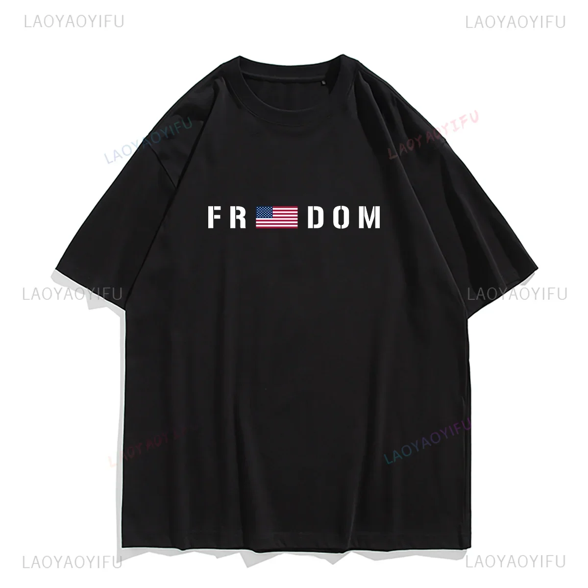 Vintage T Shirt Men Women Freedom American Print Casual Tops Summer O-neck Short-sleev Graphic T Shirts Breathable Cotton Tee