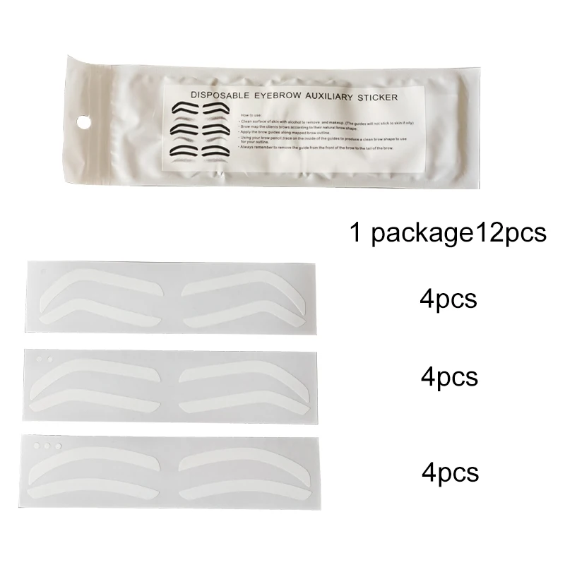 12pcs/bag Disposable Brow Shape Tape for Airbrush Machine Brow Mapping Guide Microblading Eyebrow Auxiliary Sticker Makeup Tool