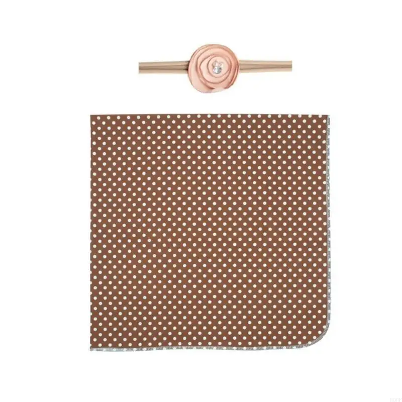 E06F Baby Swaddle Blanket Headdress Photostudio Accs Photography Props Infant Photo Basket Rug Pilling Resistant 2PCS