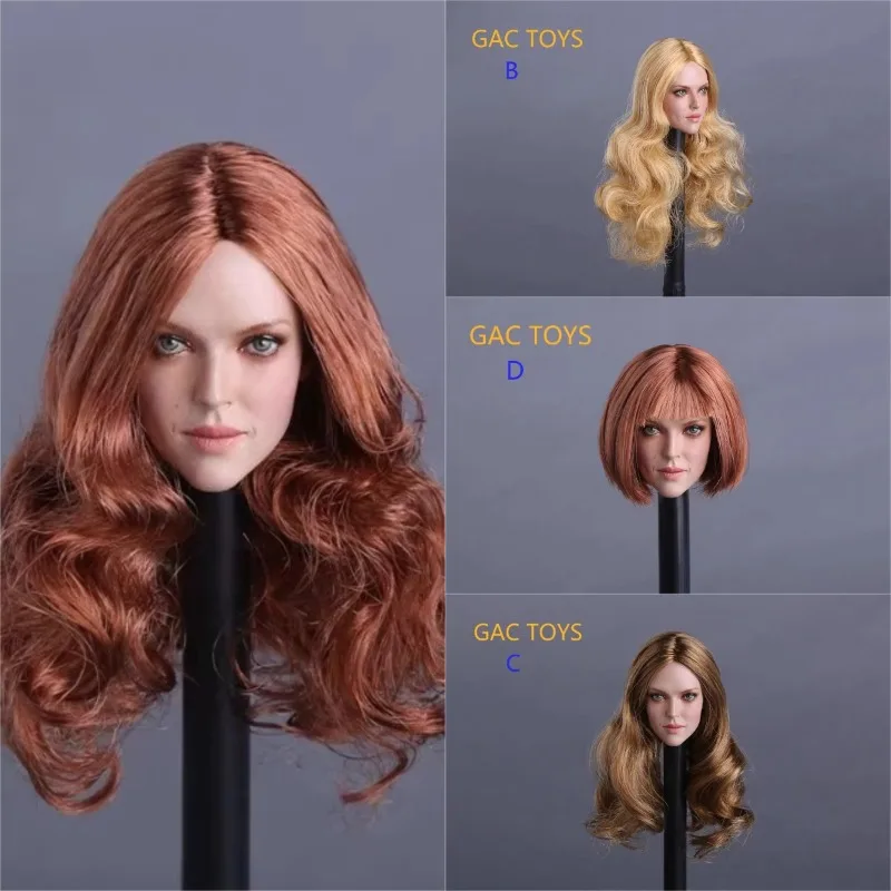 1/6 GC009 Head Played Long Curly Hair American Stars Celebrities Female Soldier Head Sculpt Model Fit 12