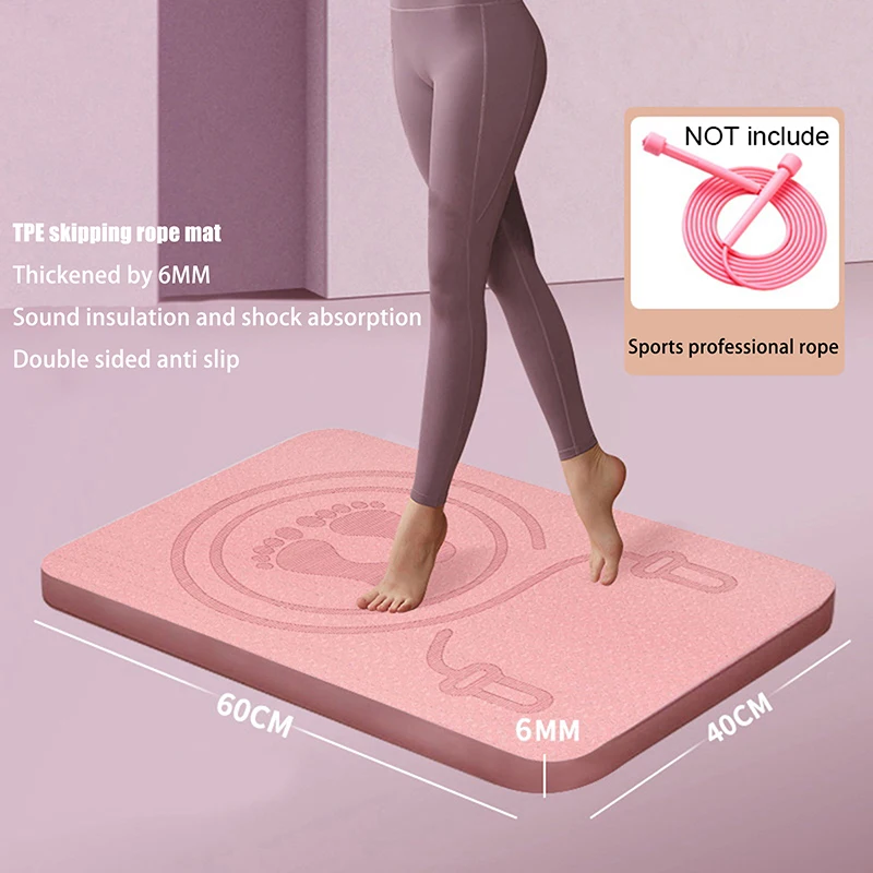Neue 6MM Springseil-Matte Geräuschdämpfende Springseil-Matte Bodenmatte Übungs-Stoßdämpfung Yoga-Matte TPE Springseil-Matte Fitness-Pad
