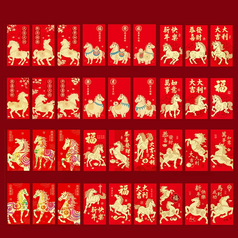 

12 шт., конверт для денег в китайском и Новом году, креативный красный конверт с героями мультфильмов, счастливый красный карманный конверт для весеннего фестиваля
