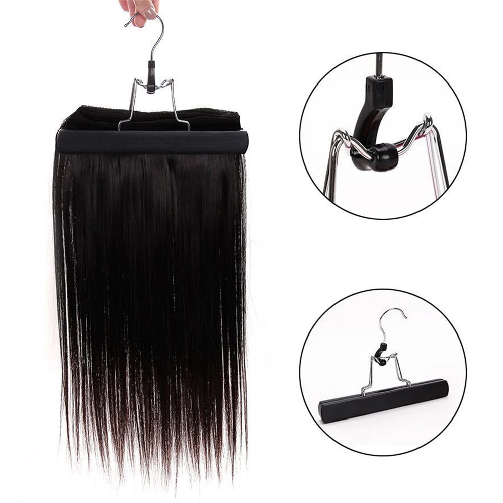 Cheap Black Portable Wig Bag With Hanger Wig Storage Bags Pack Holder For Virgin Hair Weft Clip In Hair Extension image 4