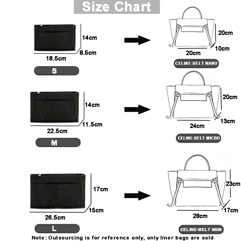 EverToner Felt Insert Bag Micro Makeup Handbag Organizer Travel Inner Purse Cosmetic Inside Bags