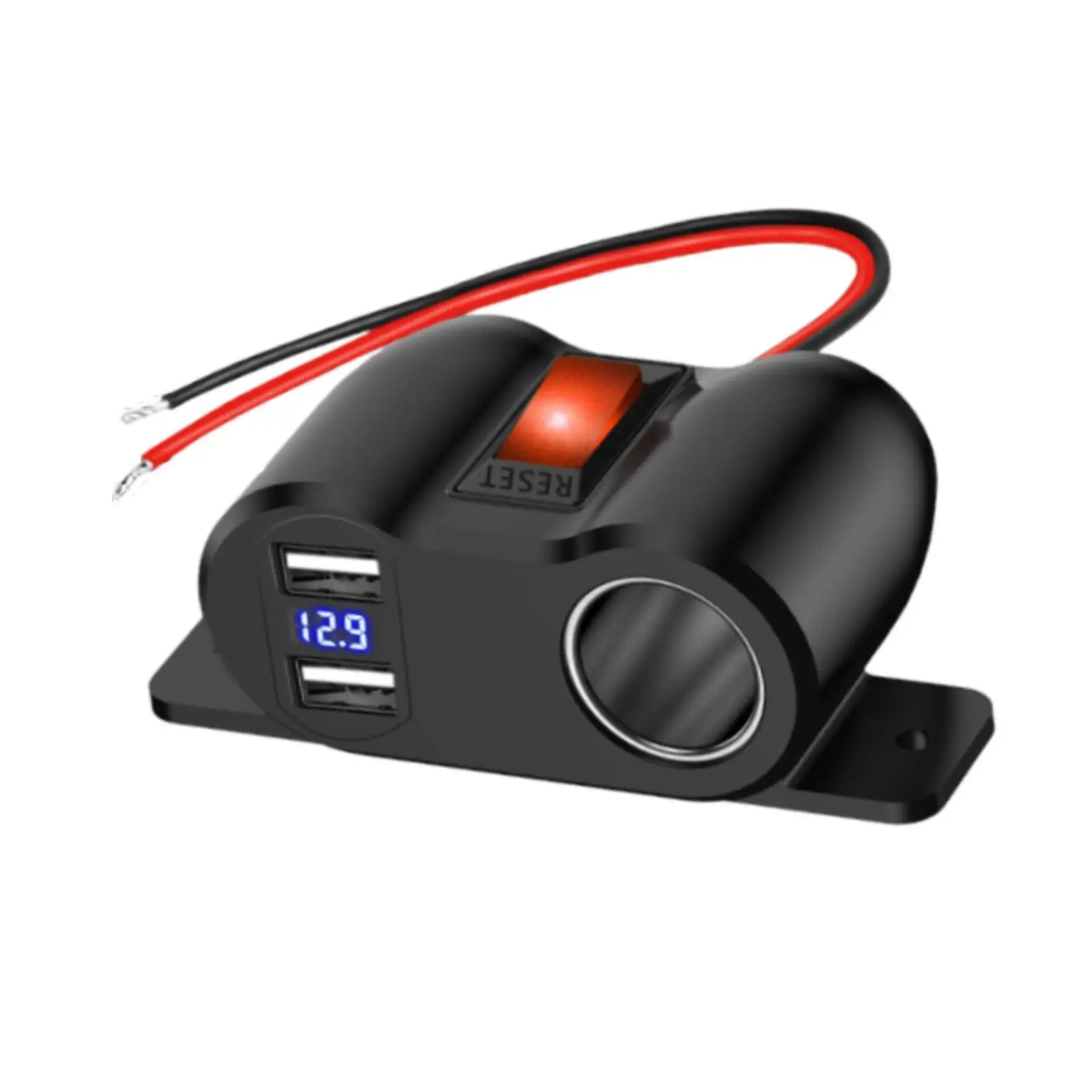 Fast Charging Car Charger Dual USB Lighter Socket Splitter with Wiring Harness for RV Tractor UTV