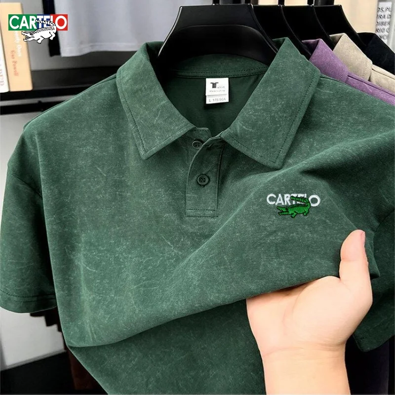 

New summer men's high-quality pure cotton tie dye short sleeved polo shirt, trendy and fashionable casual sweat absorbing top